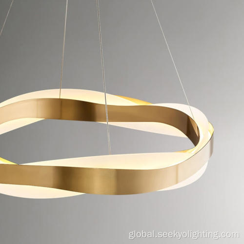 Luxury Modern Chandeliers Luxury gold acrylic ring round personality led Chandelier Factory
